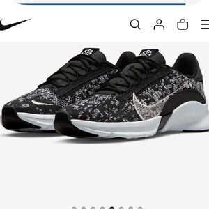 NIKE Women's SuperRep Go 3 Flyknit Next Nature sneakers, black/white size 10.